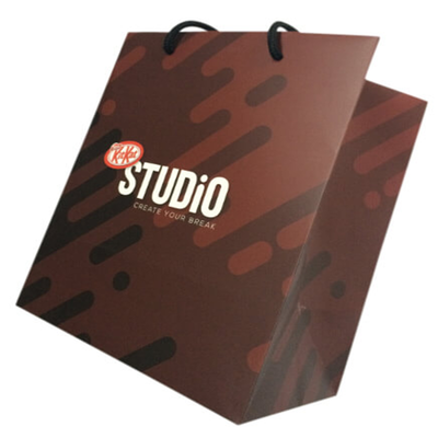 Good price Recycled Gift Bags Foldable Paper Shopping Bags with Black Twisted Rope Handles and Custom Size Options for Giveaways online
