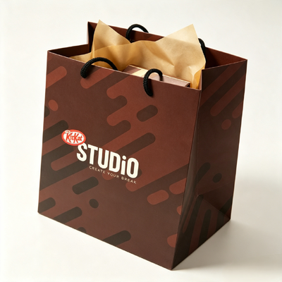 Good price Recycled Gift Bags Vertical Paper Bags with Custom Printed Artwork and Black Rope Handles for Retail Packaging and Marketing online