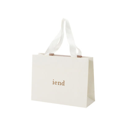Good price Luxury Printed Ribbon Handle Bags Textured Recyled Gift Bags Gold LOGO online