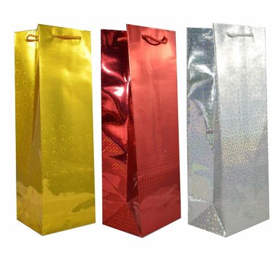 Good price Champagne Gift Packing Boxes Holographic Paper Bag Birthday Christmas Presents online