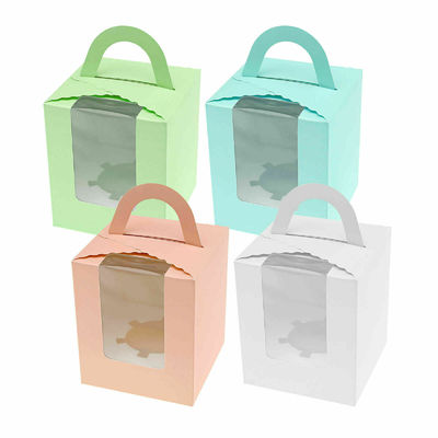 Good price Single Cupcake Muffin Cardboard Dessert Boxes With Clear Window Gift Box online