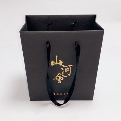 Good price Coffee / Gift Kraft Paper Bags Grocery Shopping With Gold Foil Stamp Logo online