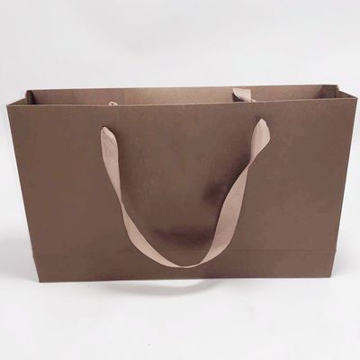 Good price High End Kraft Paper Bag Printed Ribbon Handle Bags Carry Gift 31.5 X 6.4 X 19cm online