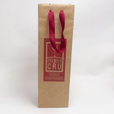 Good price Ribbon Handle Kraft Paper Bag Red Wine Bottle Gift Bags 0.30mm Thickness online