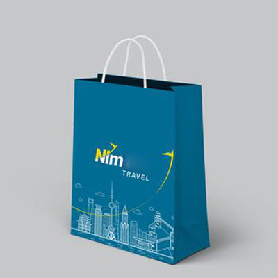 Good price 210gsm Printed Recycled Paper Bags White Paper Bags CMYK Or Pantone Color online