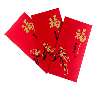 Good price 150gsm New Year Ang Bao Red Envelope Red Card Hot Stamping For Chinese online