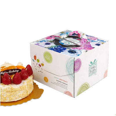 Good price Cardboard Cupcake Boxes Birthday Cake Box With Handle Curragated Material online